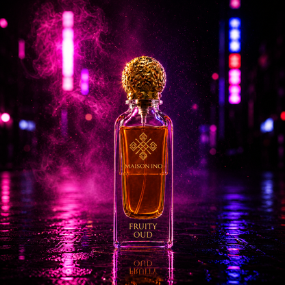 Flacon parfum niche Fruity Oud 85ml — oud fruité ambiance urbaine neon — Maison Ino
