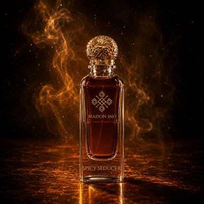 Flacon parfum niche Spicy Seducer 85ml — fumée ambre incandescente ambiance épicée sensuelle — Maison Ino